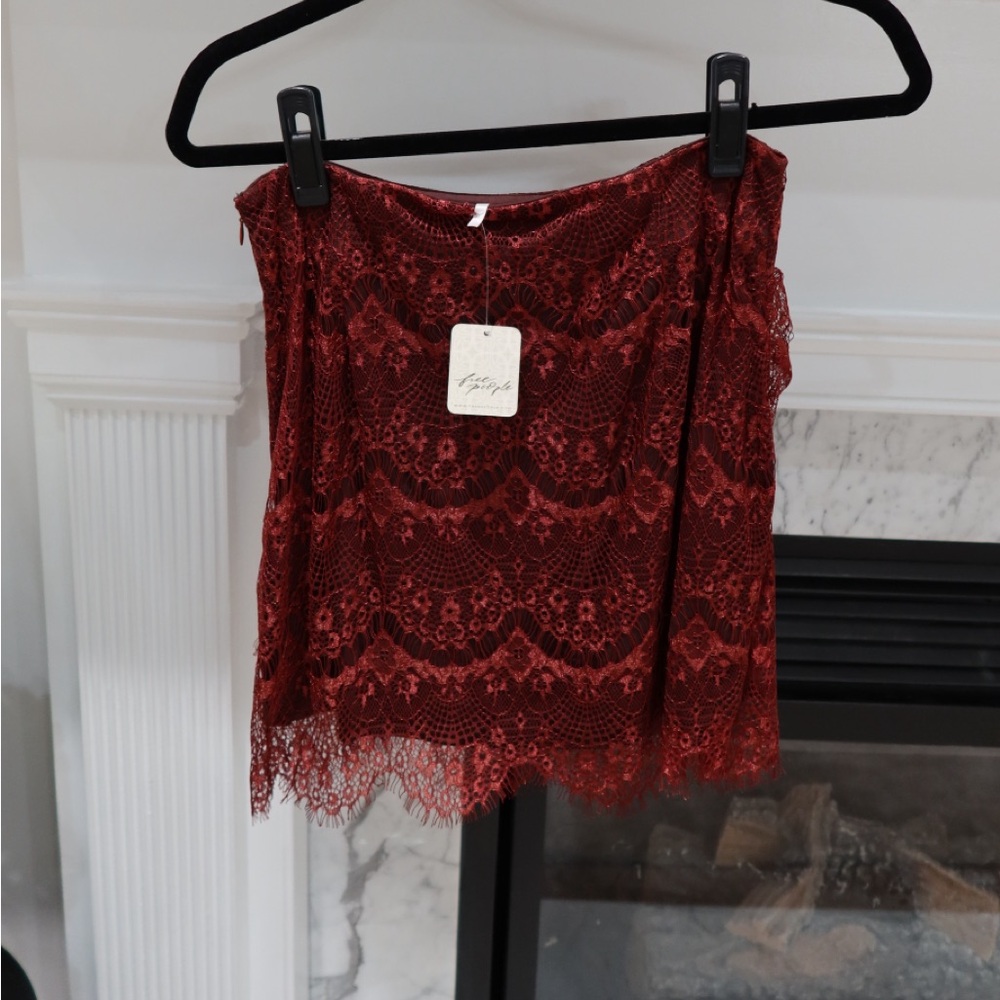 Free people red mini skirt, new with tags
